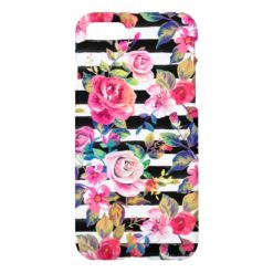 Cute spring floral and stripes watercolor pattern iPhone 7 case