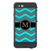 Cyan Blue Chevron Personalized with Monogram LifeProof iPhone 6 Case