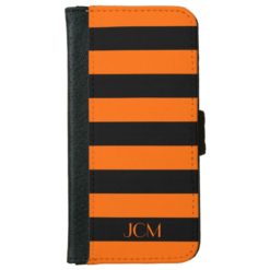 DIY Monogram Any Color/Orange Horizontal Stripe Wallet Phone Case For iPhone 6/6s