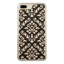 Damask Baroque Large Pattern Black Surround Carved iPhone 7 Plus Case