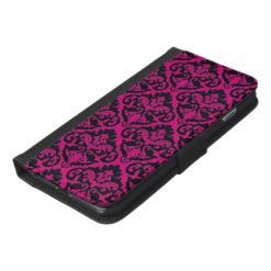 Damask/Hot Pink Wallet Phone Case by Elle Rose