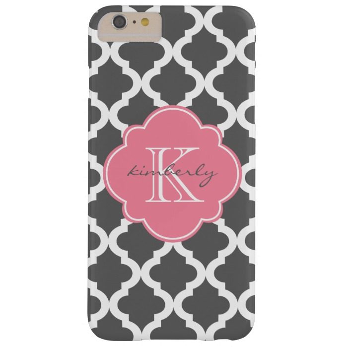 Dark Gray and Pink Moroccan Quatrefoil Print Barely There iPhone 6 Plus Case
