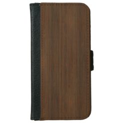 Dark Walnut Brown Bamboo Wood Grain Look Wallet Phone Case For iPhone 6/6s