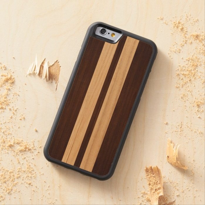 Dark Wood Rosewood Stripes - Wood Grain Look Carved Maple iPhone 6 Bumper Case