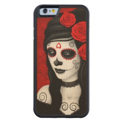 Day of the Dead Girl with Red Roses Carved Maple iPhone 6 Bumper Case