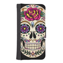 Day of the Dead Sugar Skull with Rose iPhone SE/5/5s Wallet Case