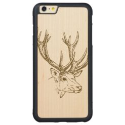 Deer Head Illustration Graphic Carved Maple iPhone 6 Plus Bumper