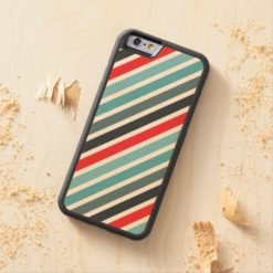 Diagonal Stripe Pattern Red and Blue Striped Carved Maple iPhone 6 Bumper