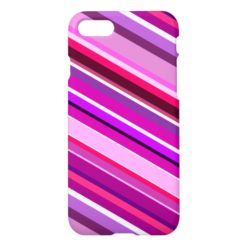 Diagonal Stripes in Pinks Purples and White iPhone 7 Case
