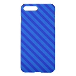 Diagonal dark cobalt blue Stripes iPhone 7 Plus Case