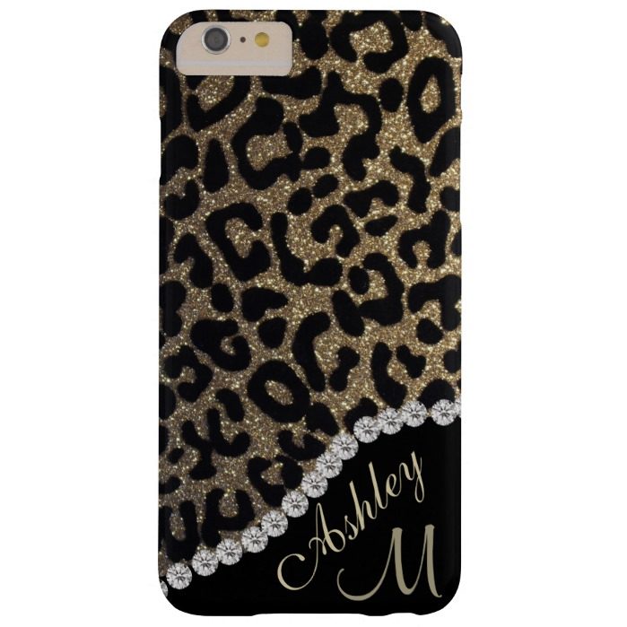Diamond and Leopard Glitter Monogram Barely There iPhone 6 Plus Case