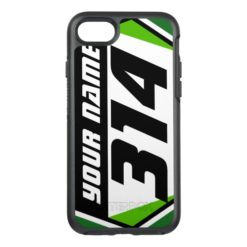Dirt Bike Number Plate - Green - Black Number OtterBox Symmetry iPhone 7 Case