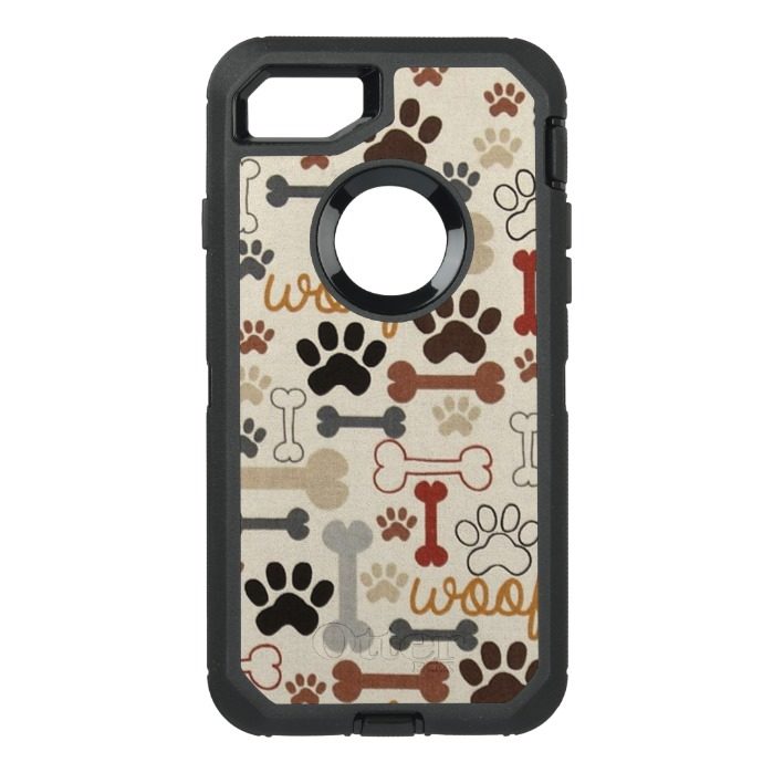 Dog Bones and Paw Prints Otterbox Apple Iphone OtterBox Defender iPhone 7 Case