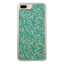 Duo-tone Teal Geometric Tile Pattern Carved iPhone 7 Plus Case