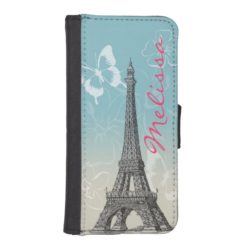 Eiffel Tower Flowers and Butterflies iPhone SE/5/5s Wallet