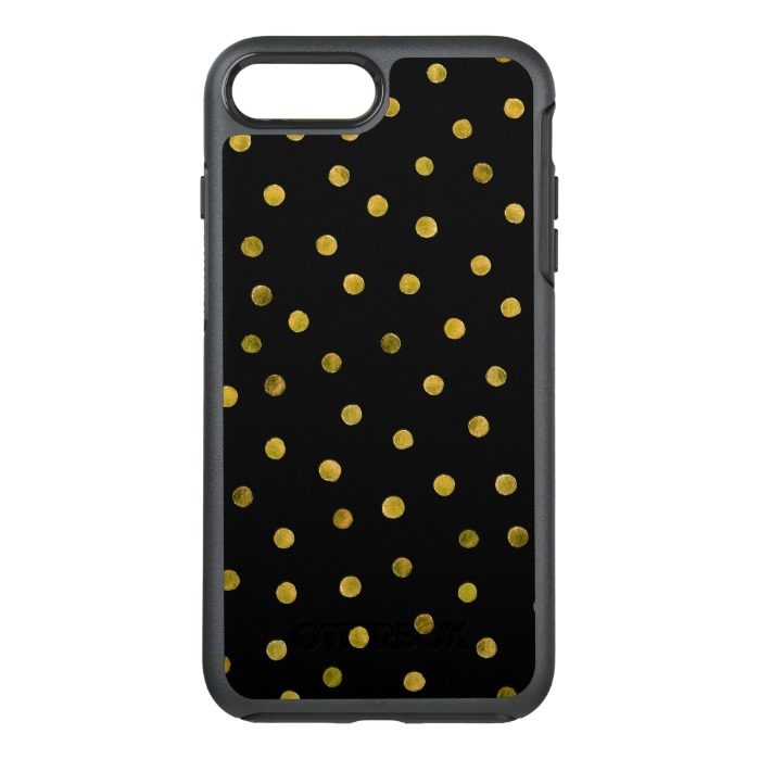 Elegant Black And Gold Foil Confetti Dots OtterBox Symmetry iPhone 7 Plus Case