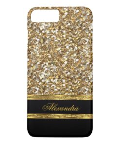 Elegant Black and Gold Glitter iPhone 7 Plus Case