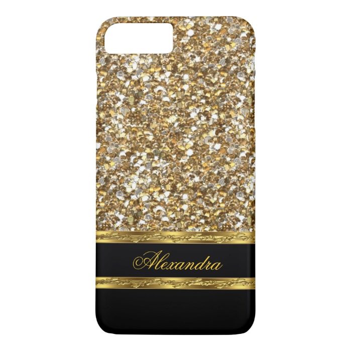 Elegant Black and Gold Glitter iPhone 7 Plus Case