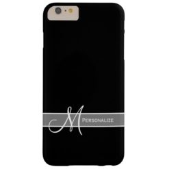 Elegant Black and White Monogram With Name Barely There iPhone 6 Plus Case