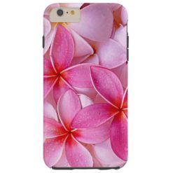 Elegant Chic Pastel Pink Hawaiian Plumeria Flowers Tough iPhone 6 Plus Case