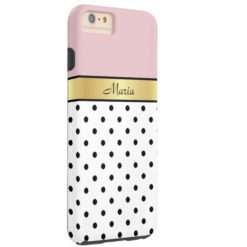 Elegant Cute Lip Gloss Pink Fashionable Polka Dots Tough iPhone 6 Plus Case