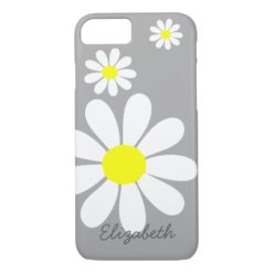 Elegant Daisies Floral Illustration Gray White iPhone 7 Case