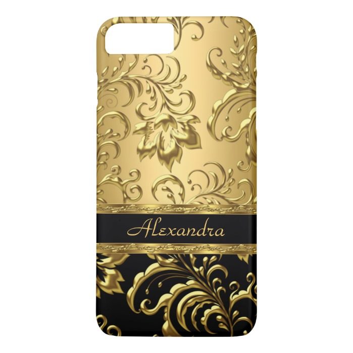 Elegant Floral Damask Black and Gold 3 iPhone 7 Plus Case