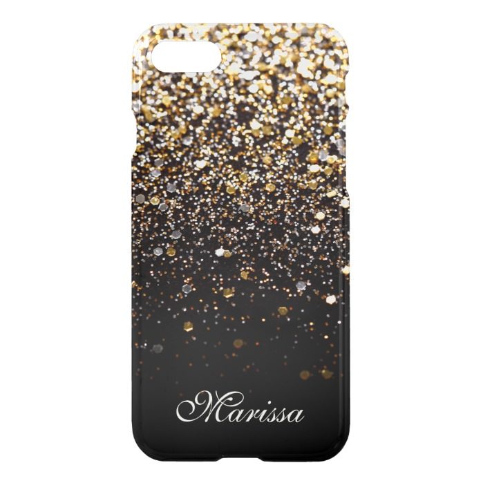 Elegant Gold Black Glitter Clearly? iPhone 7 Case