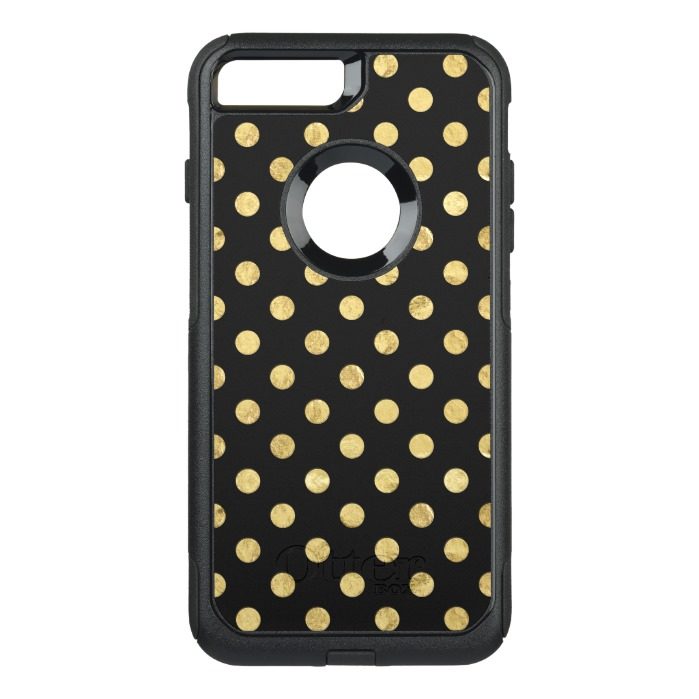 Elegant Gold Foil Polka Dot Pattern - Gold & Black OtterBox Commuter iPhone 7 Plus Case