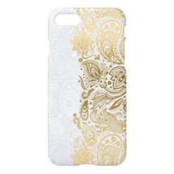 Elegant Gold & White Floral Paisley Lace iPhone 7 Case