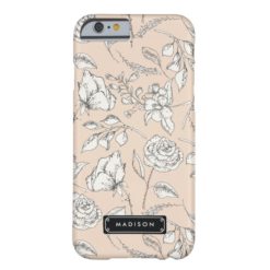 Elegant Modern Floral Pattern Personalized Barely There iPhone 6 Case