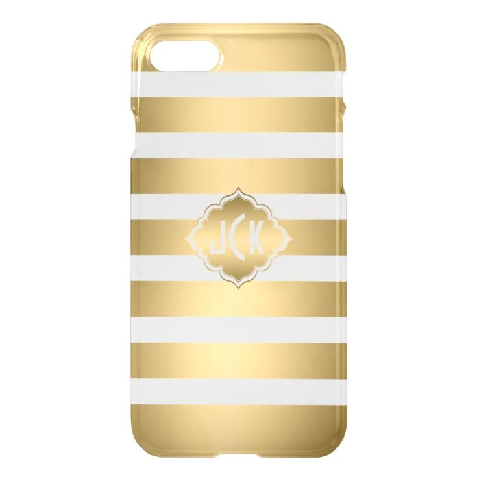 Elegant Modern Gold & White Stripes Pattern iPhone 7 Case