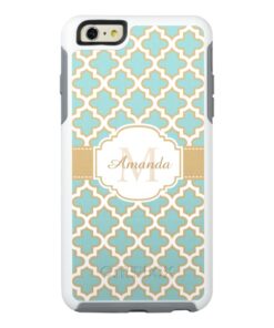 Elegant Moroccan Pattern Gold Teal Blue Monogram OtterBox iPhone 6/6s Plus Case
