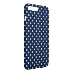 Elegant Navy Blue Gold Glitter Polka Dots Pattern iPhone 7 Plus Case