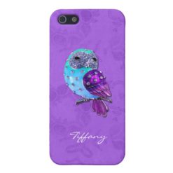 Elegant Purple and Turquoise Bejeweled Owl Case For iPhone SE/5/5s