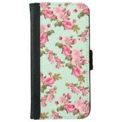 Elegant Vintage Floral Pink Green iPhone 6/6s Wallet Case