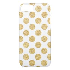 Elegant White Gold Glitter Polka Dots Pattern iPhone 7 Case