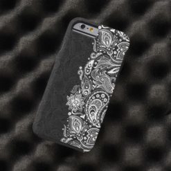 Elegant White On Black Vintage Paisley Lace Tough iPhone 6 Case