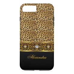 Elegant Wild Leopard Black Gold Jewel Tough iPhone 7 Plus Case