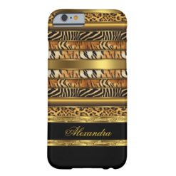 Elegant Wild Mixed Animal Black Gold 2 Barely There iPhone 6 Case
