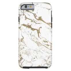 Elegant chic faux gold white marble pattern tough iPhone 6 case
