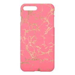 Elegant coral gold faux foil marble pattern iPhone 7 plus case