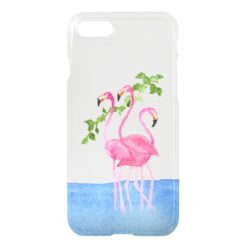 Elegant pink watercolor hand painted flamingo iPhone 7 case