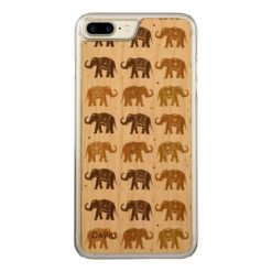 Elephant Pattern Wooden iPhone 6 Plus Carved iPhone 7 Plus Case