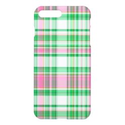 Emerald Green Hot Pink White Preppy Madras Plaid iPhone 7 Plus Case