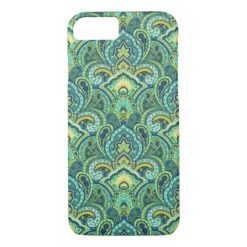 Emerald Greens and Blues Paisley Print iPhone 7 iPhone 7 Case