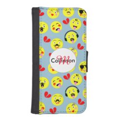 Emoji Style Fun Cute Trendy Smiley Faces iPhone SE/5/5s Wallet Case