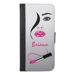 Face Pink Lipstick Kiss Mirror Phone 6 Plus Folio iPhone 6/6s Plus Wallet Case