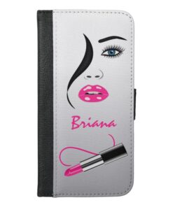 Face Pink Lipstick Kiss Mirror Phone 6 Plus Folio iPhone 6/6s Plus Wallet Case