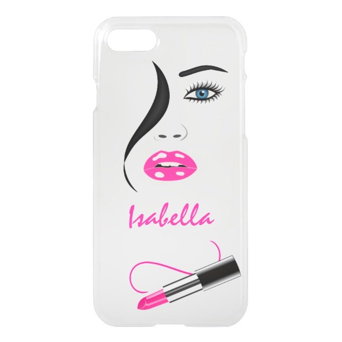 Face and Pink Lipstick Kiss on the Mirror Clearly iPhone 7 Case